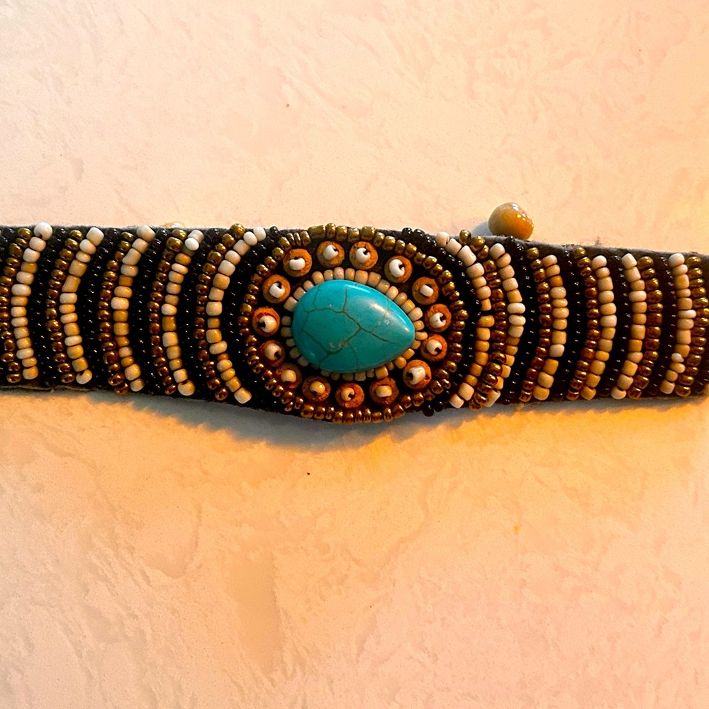 Beautiful beaded bracelet with turquoise center